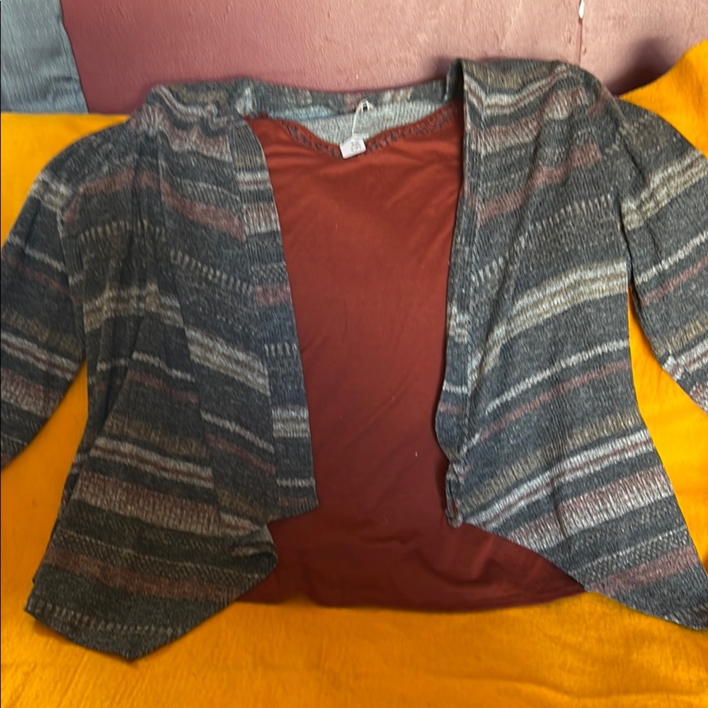 Striped Open-Front Cardigan